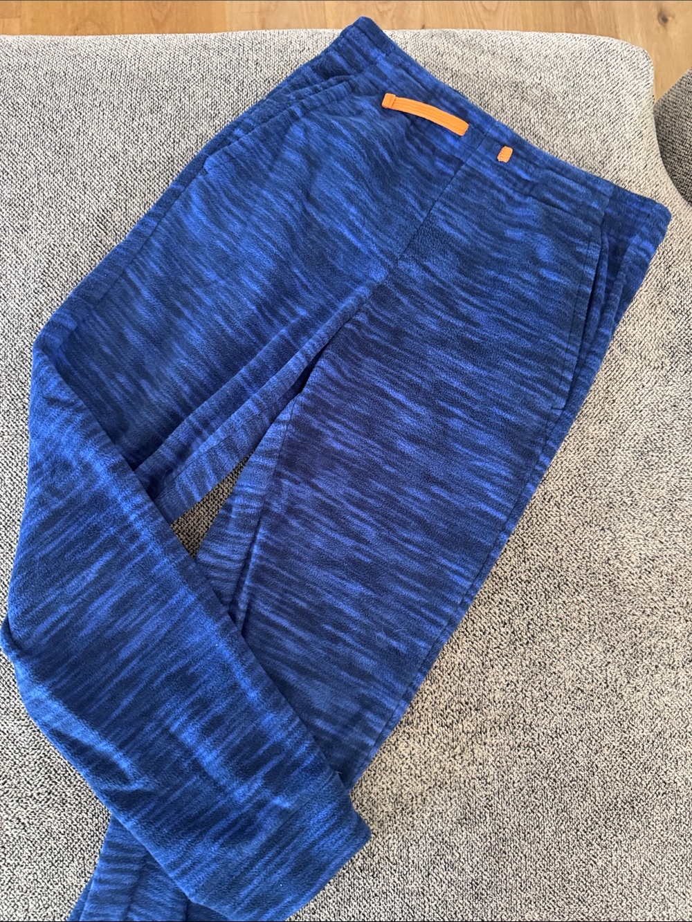 Blue Heather Jogger Pants with Orange Accent
